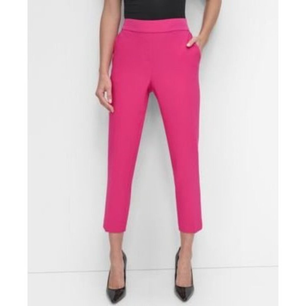 DKNY Womens Comfy Elastic-Back Pull-On Ankle Pants Work/Casual Wild Berry 10 NWT